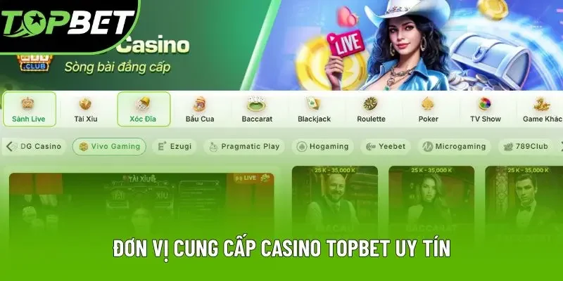 Đơn vị cung cấp casino Topbet uy tín
