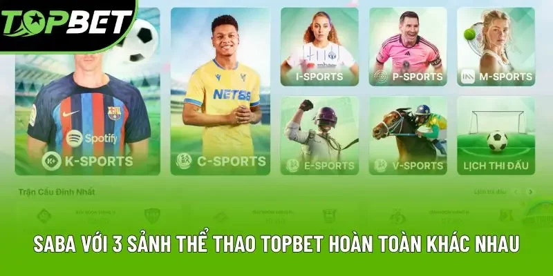 SABA với 3 sảnh thể thao Topbet hoàn toàn khác nhau